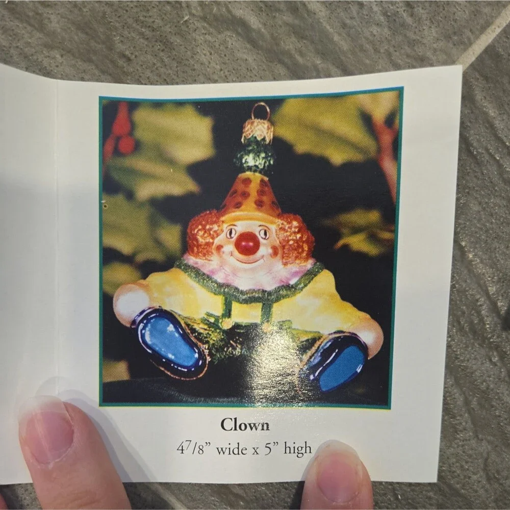Vintage SPODE ORNAMENTS ON THE TREE Clown  BLOWN GLASS POLAND NIB